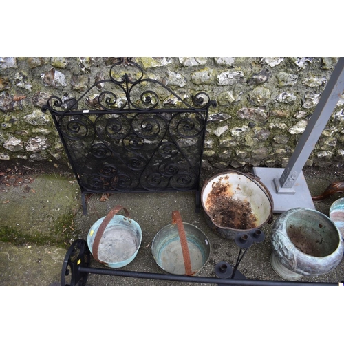 1067 - A quantity of sundry metalware; together with two standard lamps.Collection of this lot is strictly ... 