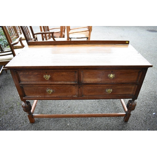 1071 - An old oak sideboard, 122cm wide x 51cm deep x 81cm high.Collection of this lot is strictly by appoi... 