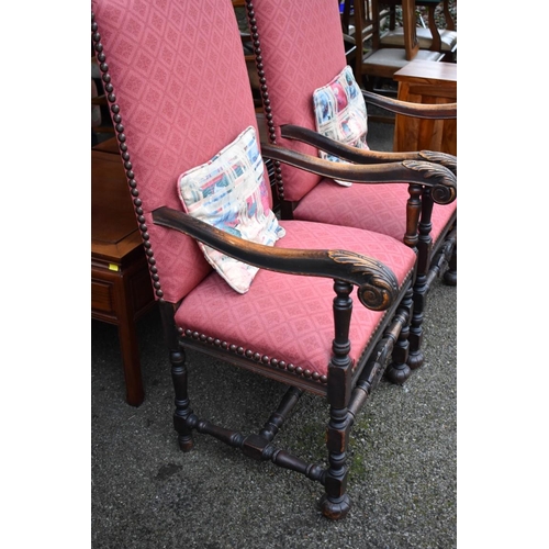 1075 - A pair of Victorian beech open armchairs, 120cm high x 62cm wide.Collection of this lot is strictly ... 