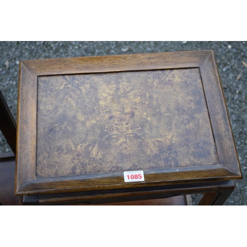 1085 - A pair of Chinese style tables, 36cm wide x 25.5cm deep x 53.5cm high.Collection of this lot is stri... 