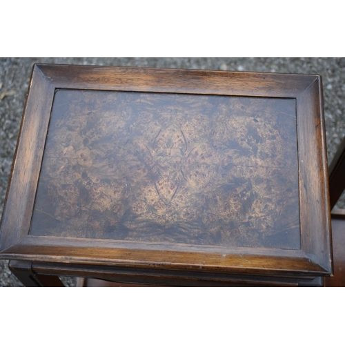 1085 - A pair of Chinese style tables, 36cm wide x 25.5cm deep x 53.5cm high.Collection of this lot is stri... 