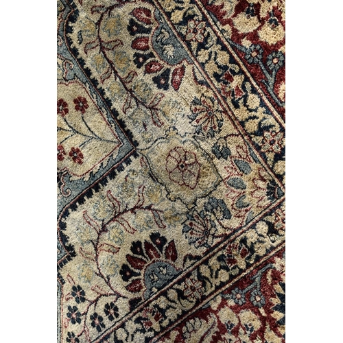 1096 - A Persian silk rug, having cross to central field, with floral borders, 256 x 185cm.... 