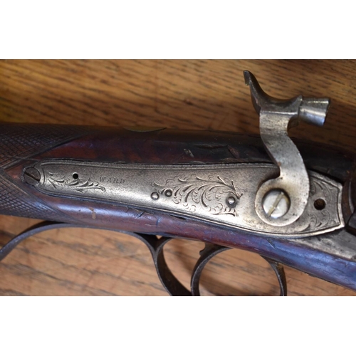 1764 - An antique muzzle loading percussion shotgun, stamped 'Ward', (No licence required).... 