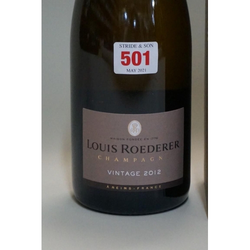 501 - A 75cl bottle of Louis Roederer 2012 vintage champagne, in box.