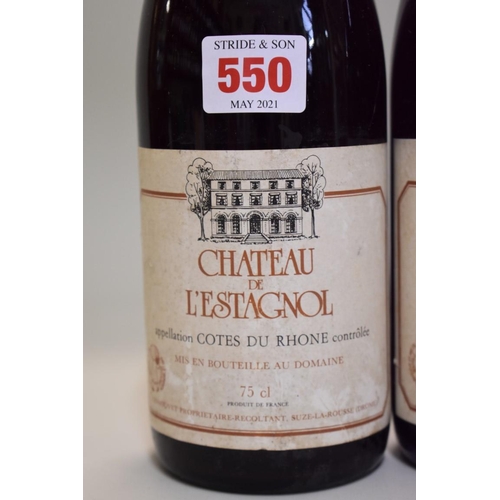 550 - Two 75cl bottles of Chateau de l'Estagnol, 1985, Cotes du Rhone. (2)