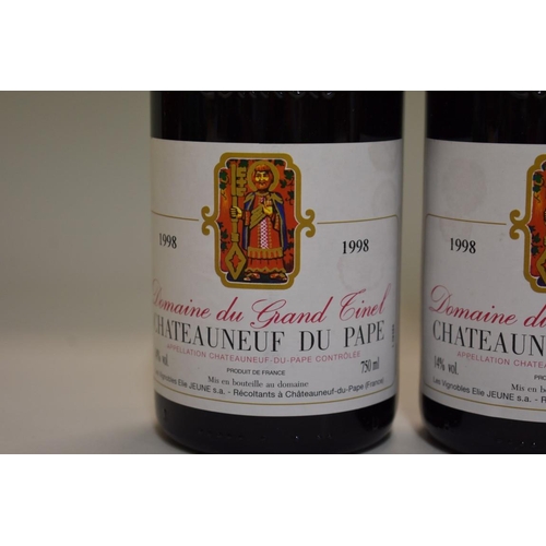 555 - Two 75cl bottles of Chateauneuf du Pape, 1998, Domaine du Grand Tinel. (2)