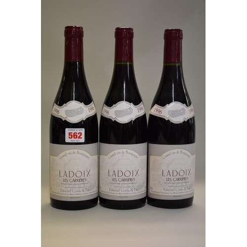 562 - Three 75cl bottles of Ladoix Les Carrieres, 1996, Domaine Edmond Cornu. (3)