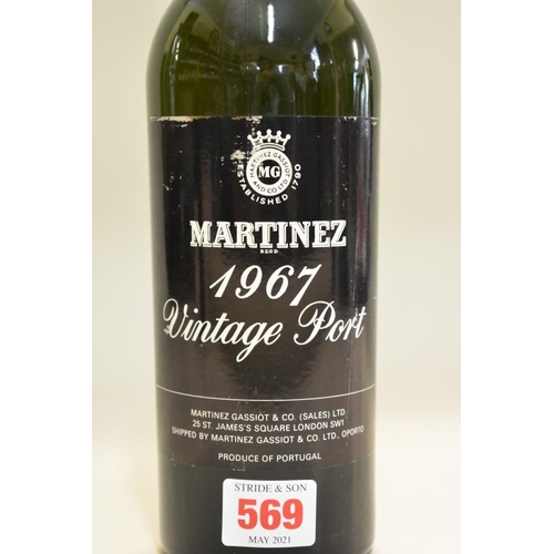 569 - A bottle of Martinez 1967 vintage port. 