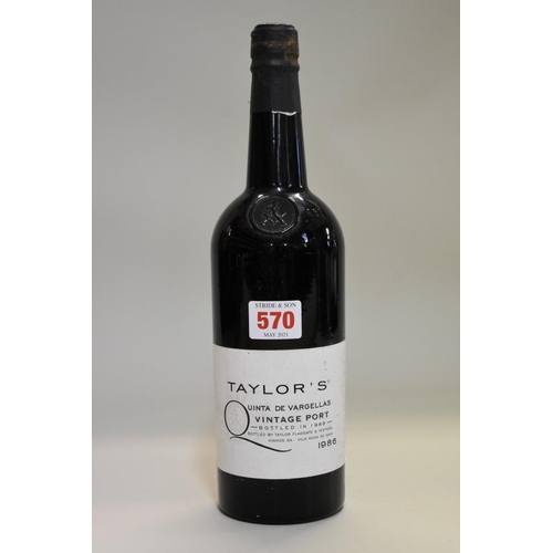 570 - A bottle of Taylor's Quinta de Vargellas 1986 vintage port. 