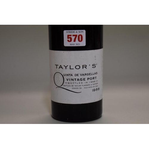 570 - A bottle of Taylor's Quinta de Vargellas 1986 vintage port. 