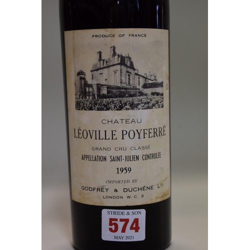 574 - A bottle of Chateau Leoville Poyferre, 1959.