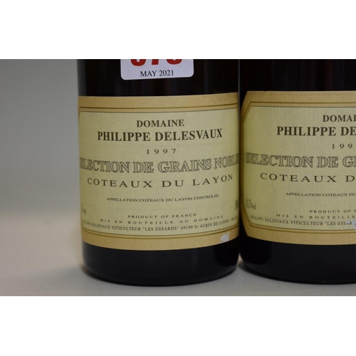 578 - Two 50cl bottles of Coteaux de Layon Selection Grains Nobles, 1997, Philippe Deslevaux. (2)... 