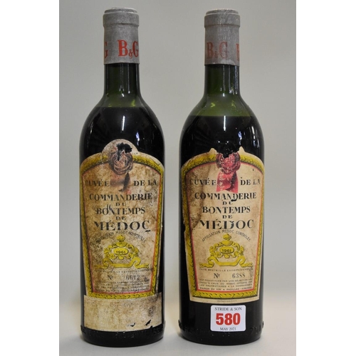 580 - Two 75cl bottles of Cuvee de la Commanderie du Bontemps, numbered bottles '6388' and '6612', 1961, B... 