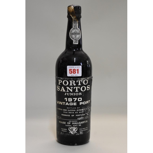 581 - A 26 2/3 fl.oz. bottle of Porto Santos Junior 1970 vintage port.