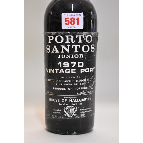 581 - A 26 2/3 fl.oz. bottle of Porto Santos Junior 1970 vintage port.