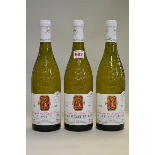 582 - Three 75cl bottles of Chateauneuf du Pape Blanc, 2000, Domaine du Grand Tinel. (3)... 