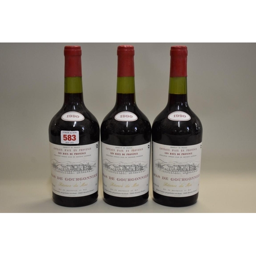 583 - Three 75cl bottles of Mas de Gourgonnier Rouge, 1990, Coteaux d'Aix-en-Provence. (3)... 