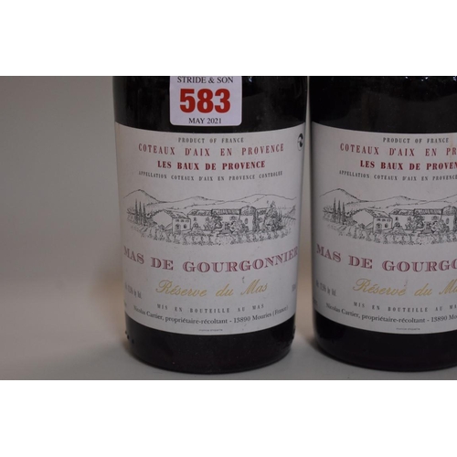 583 - Three 75cl bottles of Mas de Gourgonnier Rouge, 1990, Coteaux d'Aix-en-Provence. (3)... 