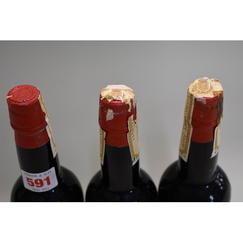 591 - Three half bottles of Tres Cortados Sherry, Antonio de la Riva, 1940s bottling. (3)... 