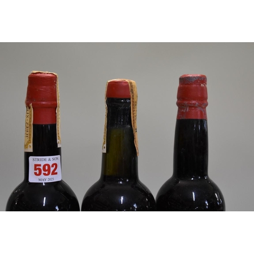 592 - Three half bottles of Tres Cortados Sherry, Antonio de la Riva, 1940s bottling. (3)... 