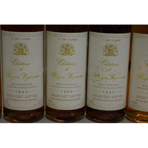 596 - Six 37.5cl bottles of Chateau de Rayne Vigneau 1er Cru, Sauternes, 1990. (6)