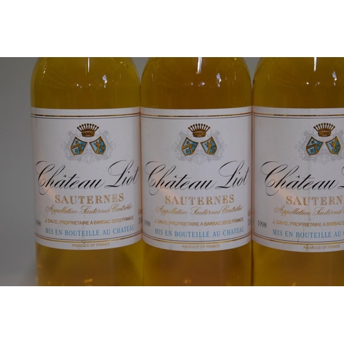 599 - Five 37.5cl bottles of Chateau Liot, 1998, Sauternes. (5)