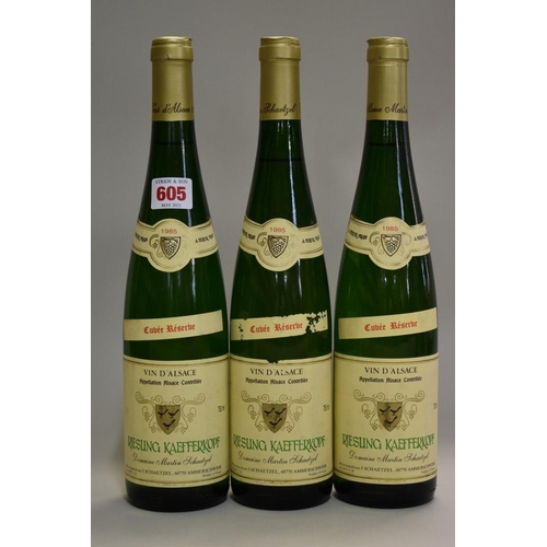 605 - Three 75cl bottles of Riesling Kaefferkopf Cuvee Reserve, 1985, Jean Schaetzel. (3)... 