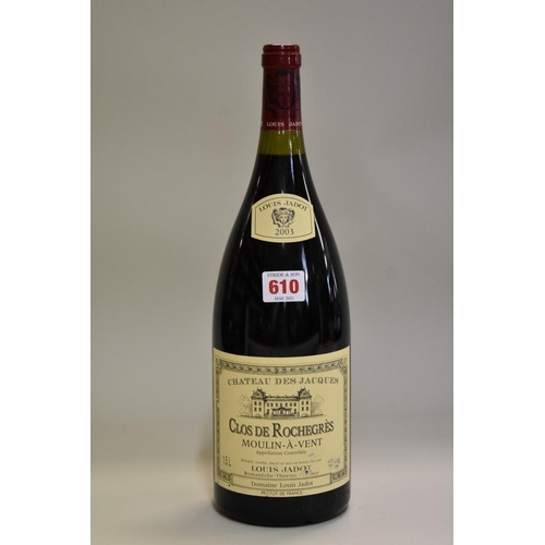 610 - A 150cl magnum bottle of Clos de Rochegres Moulin-a-vent, 2003, Louis Jadot.