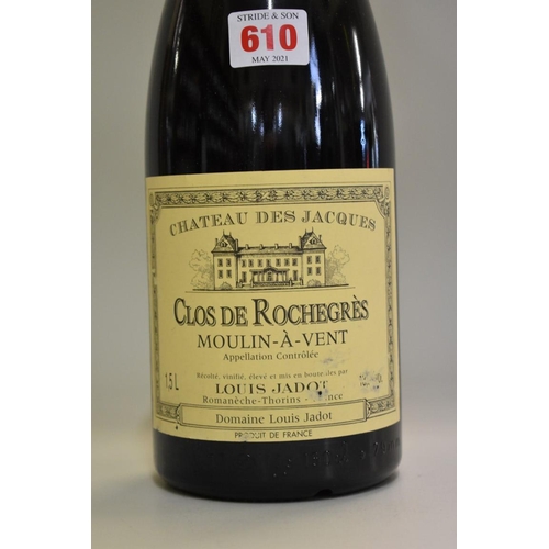 610 - A 150cl magnum bottle of Clos de Rochegres Moulin-a-vent, 2003, Louis Jadot.