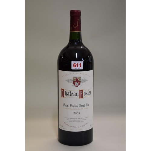 611 - A 150cl magnum bottle of Chateau Rozier, 2005, Grand Cru St Emilion. (1)