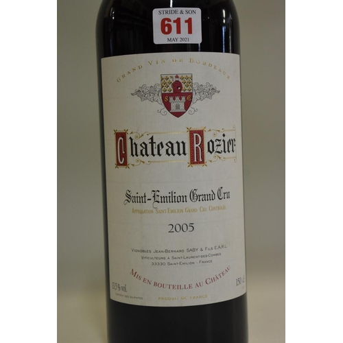 611 - A 150cl magnum bottle of Chateau Rozier, 2005, Grand Cru St Emilion. (1)