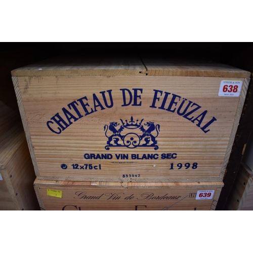 638 - A case of twelve 75cl bottles of Chateau de Fieuzal Blanc, 1998, Pessac-Leognan, in owc. (12)PL... 