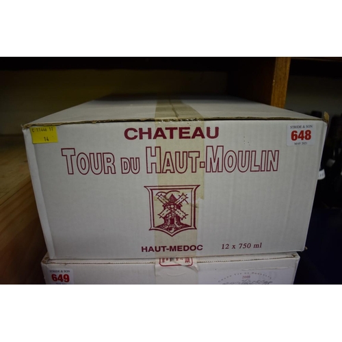 648 - A case of twelve 75cl bottles of Chateau La Tour du Haut-Moulin, 2005, Cru Bourgeois Medoc, in ... 