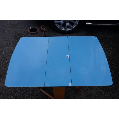 1061 - A 1950s blue melamine gateleg table.