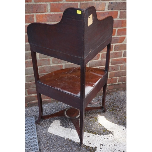 1064 - An antique mahogany corner washstand, 107cm high x 59cm wide; together with a nest of two Edwardian ... 