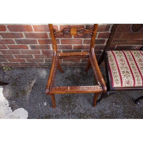 1065 - An antique dining chair; together with a cane backed chair.