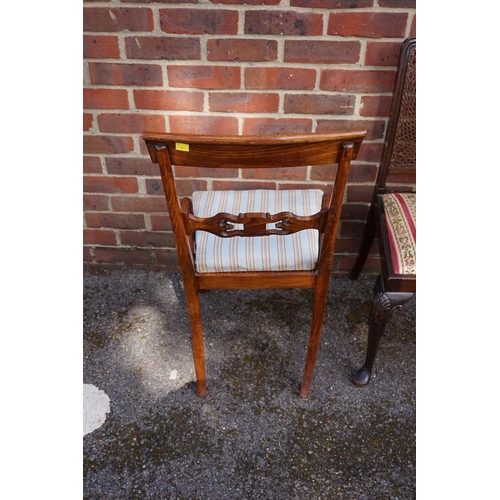 1065 - An antique dining chair; together with a cane backed chair.