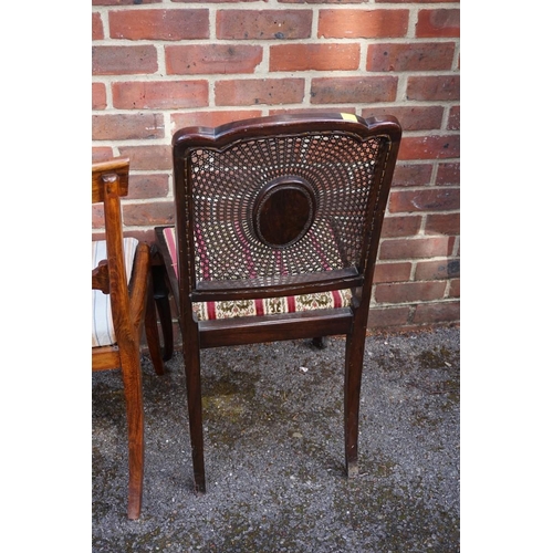 1065 - An antique dining chair; together with a cane backed chair.