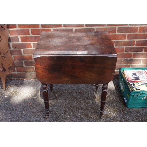 1068 - A Georgian mahogany worktable: together with an Edwardian Sutherland table. (2)