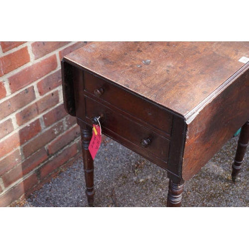 1068 - A Georgian mahogany worktable: together with an Edwardian Sutherland table. (2)