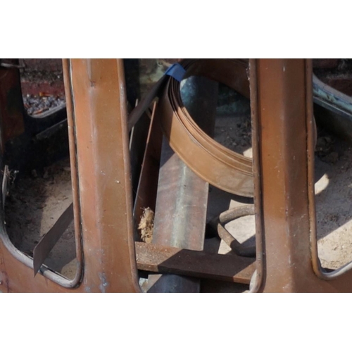 1074 - A pair of unusual antique copper hexagonal lanterns, 54cm high x 34.5cm wide.