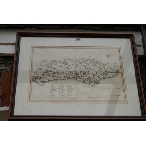 1097 - J Cary, 'A Map of Sussex', hand coloured, pl.36.5 x 51cm.