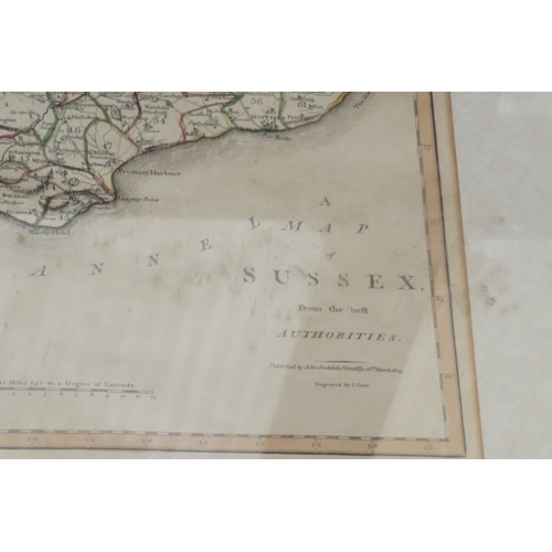 1097 - J Cary, 'A Map of Sussex', hand coloured, pl.36.5 x 51cm.