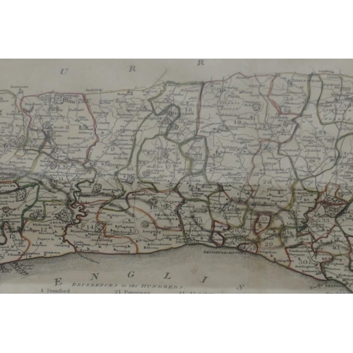 1097 - J Cary, 'A Map of Sussex', hand coloured, pl.36.5 x 51cm.