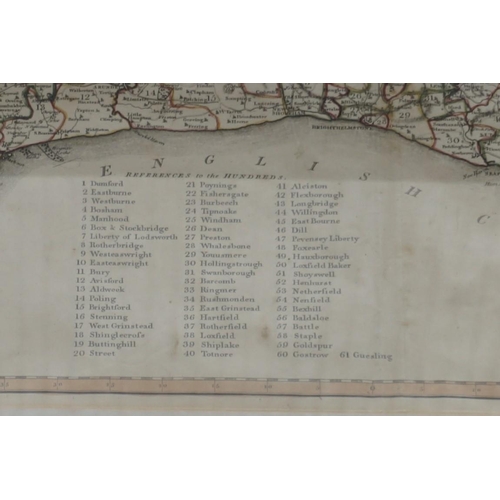 1097 - J Cary, 'A Map of Sussex', hand coloured, pl.36.5 x 51cm.