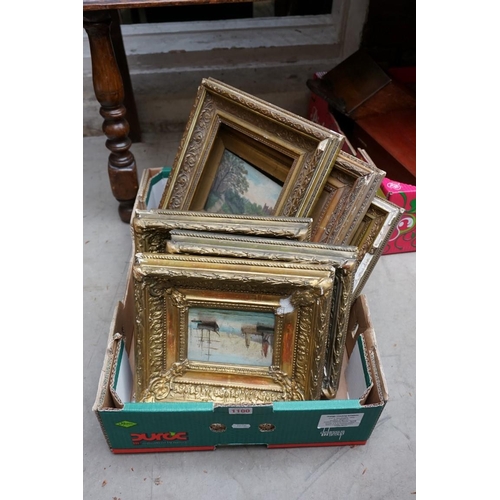 1100 - A small quantity of gilt framed oil paintings. 