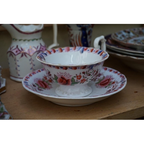 1104 - A mixed group of 19th century and later pottery and porcelain, to include: a small pair of Meissen f... 