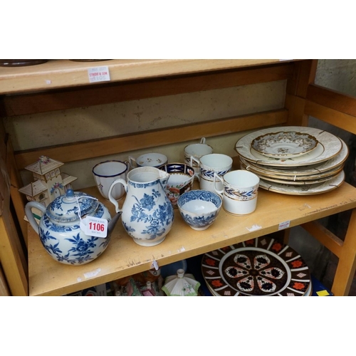 1106 - A mixed group of pottery and porcelain, mostly 19th century, but to include: three late 18th ce... 