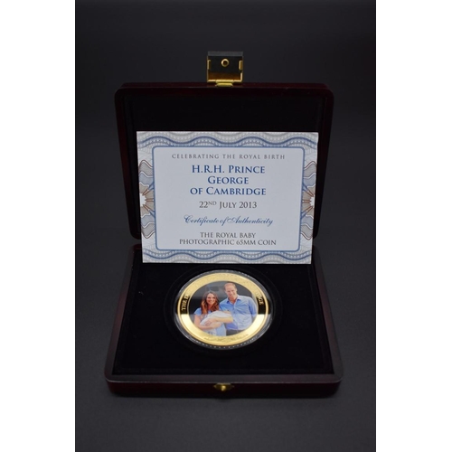 160 - Coins: a Cook Islands 2013 Christening of Prince George $5 proof photographic coin, with CoA No. 669... 