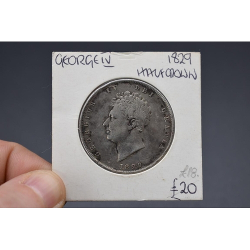 139 - Coins: a George IV 1829 half crown.